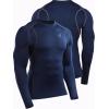 imageNELEUS 4 Pack Mens Workout Long Sleeve Shirts Compression Dry Fit Muscle Tops5009 Crew Neckblack grey navy red