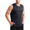 imageNELEUS Mens Dry Fit Workout Running Muscle Tank TopVneck BlackGreyRed  3 Pack