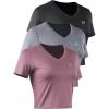 imageWomens 3 Pack Running Shirt Workout Athletic Crop ShirtsVneck BlackGreyRosy Brown  3 Pack