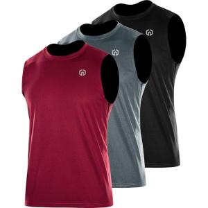 imageNELEUS Mens Dry Fit Workout Running Muscle Tank Top5015 BlackGreyRed