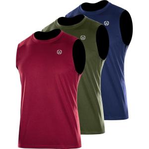 imageNELEUS Mens Dry Fit Workout Running Muscle Tank Top5015 Olive GreenNavy BlueRed