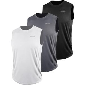 imageNELEUS Mens Dry Fit Workout Running Muscle Tank Top5042 BlackGreyWhite