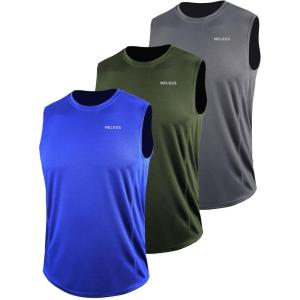 imageNELEUS Mens Dry Fit Workout Running Muscle Tank Top5042 GreyOlive GreenBlue