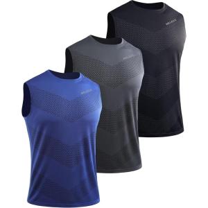 imageNELEUS Mens Dry Fit Workout Running Muscle Tank Top5160 BlackGreyBlue