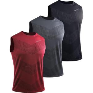 imageNELEUS Mens Dry Fit Workout Running Muscle Tank Top5160 BlackGreyRed
