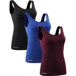 imageNELEUS Womens 3 Pack Compression Tank Top Support Yoga Bra with Cups Athletic Running Shirts8087 BlackBlueRed