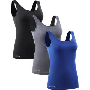 imageNELEUS Womens 3 Pack Compression Tank Top Support Yoga Bra with Cups Athletic Running Shirts8087 BlackGreyBlue