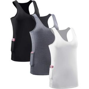 imageNELEUS Womens Racerback Yoga Workout Tank Top06 BlackGreyWhite 3 Pack