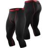 imageNELEUS Mens Dry Fit Compression Pants Workout Running LeggingsCapris Black Red StripeGreyBlue 3 Pack
