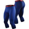 imageNELEUS Mens Dry Fit Compression Pants Workout Running LeggingsCapris Black Red StripeGreyBlue 3 Pack