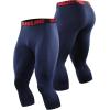 imageNELEUS Mens Dry Fit Compression Pants Workout Running LeggingsCapris Black Red StripeGreyNavy Blue 3 Pack