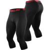 imageNELEUS Mens Dry Fit Compression Pants Workout Running LeggingsCapris BlackRed StripeGrey Stripe 3 Pack