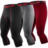 Capris: Black (Red Stripe)/Grey/Red 3 Pack