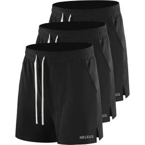 imageNELEUS Mens 7 inch Running Shorts Athletic Gym Workout Shorts with Pockets6112 BlackBlackBlack
