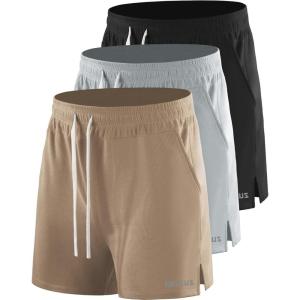 imageNELEUS Mens 7 inch Running Shorts Athletic Gym Workout Shorts with Pockets6112 BlackBrownLithg Grey