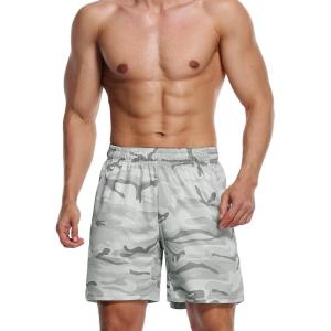 imageNELEUS Mens 7 inch Running Shorts Athletic Gym Workout Shorts with PocketsCamo One Piece of Light Grey