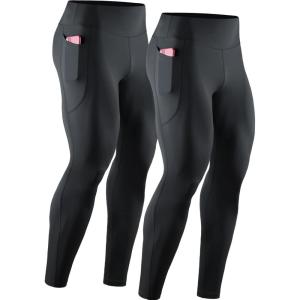 imageNELEUS Mens Compression Baselayer Running Tights Gym Leggings with Pockets6108 BlackBlack 2 Pack