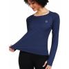 imageNELEUS Womens Athletic Workout Shirts Long Sleeve Running Yoga Tops8502 BlackNavy BlueBlue 3 Pack
