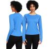 imageNELEUS Womens Athletic Workout Shirts Long Sleeve Running Yoga Tops8502 BlackNavy BlueBlue 3 Pack