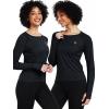 imageNELEUS Womens Athletic Workout Shirts Long Sleeve Running Yoga Tops8502 BlackNavy BlueBlue 3 Pack