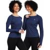 imageNELEUS Womens Athletic Workout Shirts Long Sleeve Running Yoga Tops8502 BlackNavy BlueBlue 3 Pack