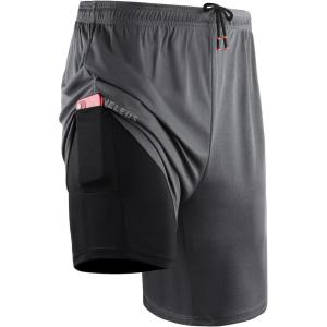 imageNELEUS 2 in 1 Athletic Shorts for Men with Pockets 9quot Dry Fit Workout Shorts with Liner6150 Grey 1 Pack