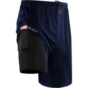 imageNELEUS 2 in 1 Athletic Shorts for Men with Pockets 9quot Dry Fit Workout Shorts with Liner6150 Navy Blue 1 Pack