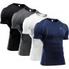 imageNELEUS Mens 3 Pack Athletic Compression Base Layer Workout Shirt173 Black grey navy Blue white 4 Pack