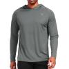 imageNELEUS Mens Workout Long Sleeve Running Shirts Mesh Fishing Hiking TShirtsHoodedHooded BlackGreyRed 3 Pack