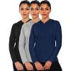 imageNELEUS Womens Sun Protection Running Shirts Workout Athletic Shirts with Hoods2651 BlackGreyNavy Blue 3 Pack