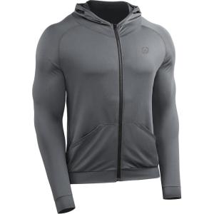 imageNELEUS Mens FullZip Athletic Jacket with Hoodies Workout Long Sleeve Fishing Hiking Performance Shirt901 Pack of 1 Grey