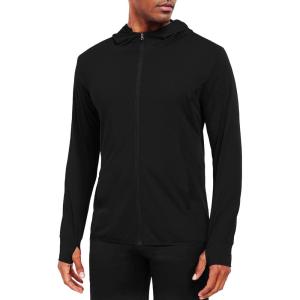 imageNELEUS Mens Workout Fishing Shirts UPF 50 Light Jacket Full Zip Sun Protection Long Sleeve Hoodie for Men Hiking5620 Pack of 1 Black