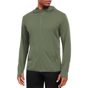 imageNELEUS Mens Workout Fishing Shirts UPF 50 Light Jacket Full Zip Sun Protection Long Sleeve Hoodie for Men Hiking5620 Pack of 1 Green