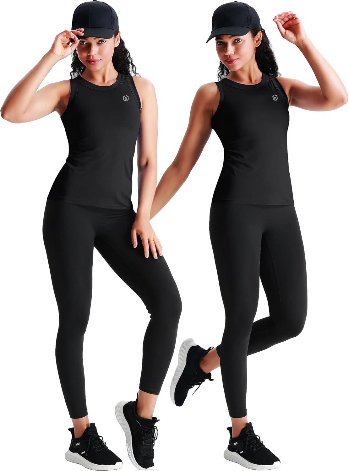 imageNELEUS Womens Racerback Yoga Workout Tank Top011 4 Packblack