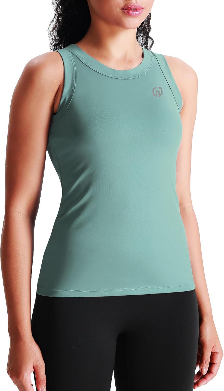 imageNELEUS Womens Racerback Yoga Workout Tank Top011 4 PackblackGreenPurplePink