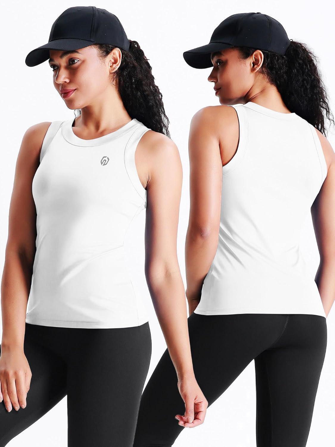 imageNELEUS Womens Racerback Yoga Workout Tank Top011 4 PackblackGreyNavy BlueWhite