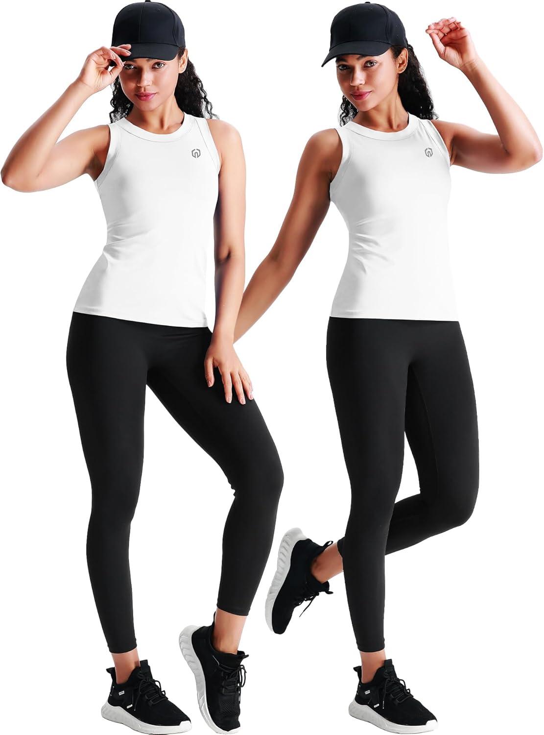 imageNELEUS Womens Racerback Yoga Workout Tank Top011 4 PackblackGreyNavy BlueWhite