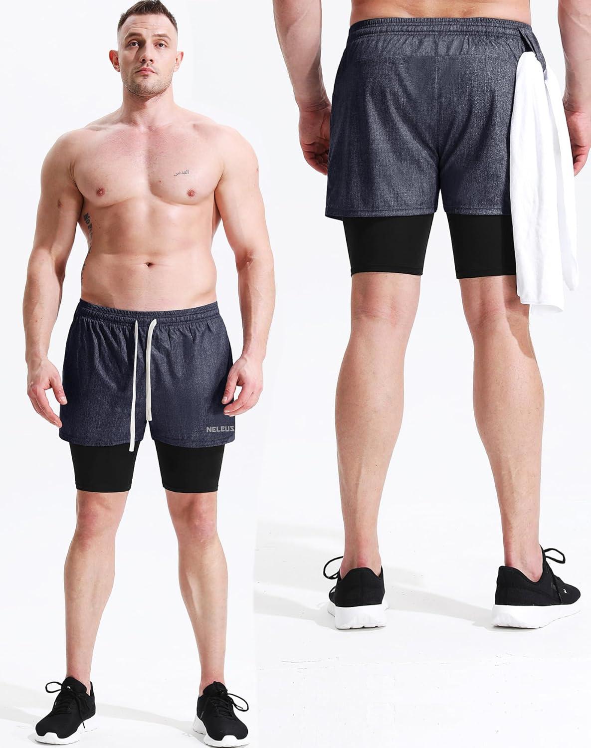 imageNELEUS mens Soft6071 Dark Greyblack dark Blue 2 Pack