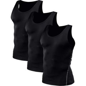 imageNELEUS Mens 3 Pack Dry Fit Compression Tank Top01 3 Packblack
