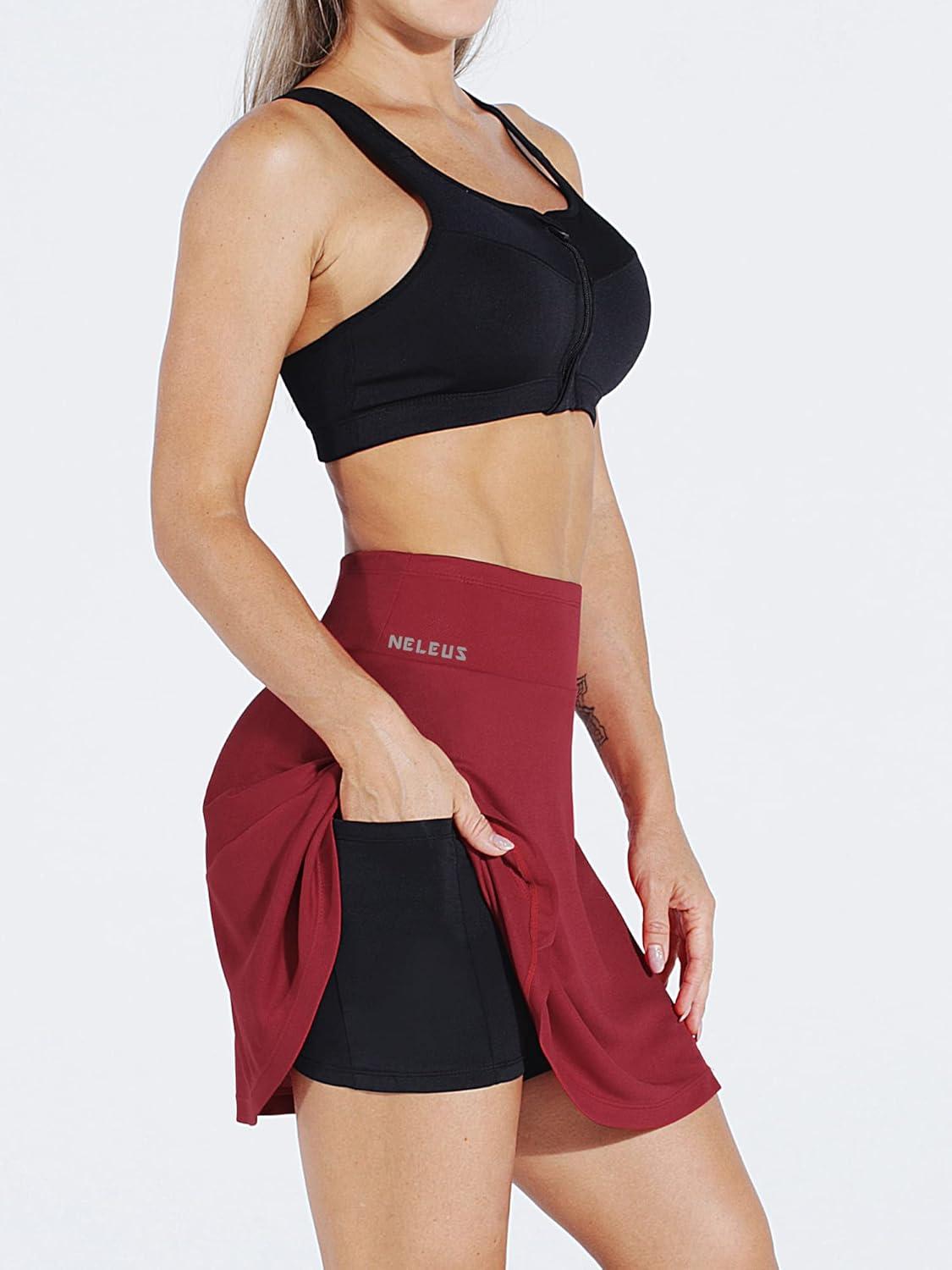 imageNELEUS womens SoftSkirts BlackRedBlue 3 Pack