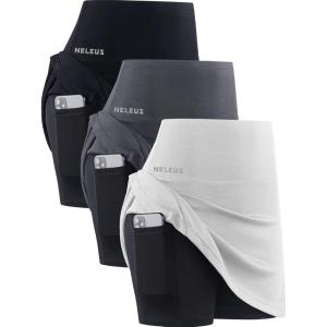 imageNELEUS womens SoftSkirts BlackGreyWhite 3 Pack