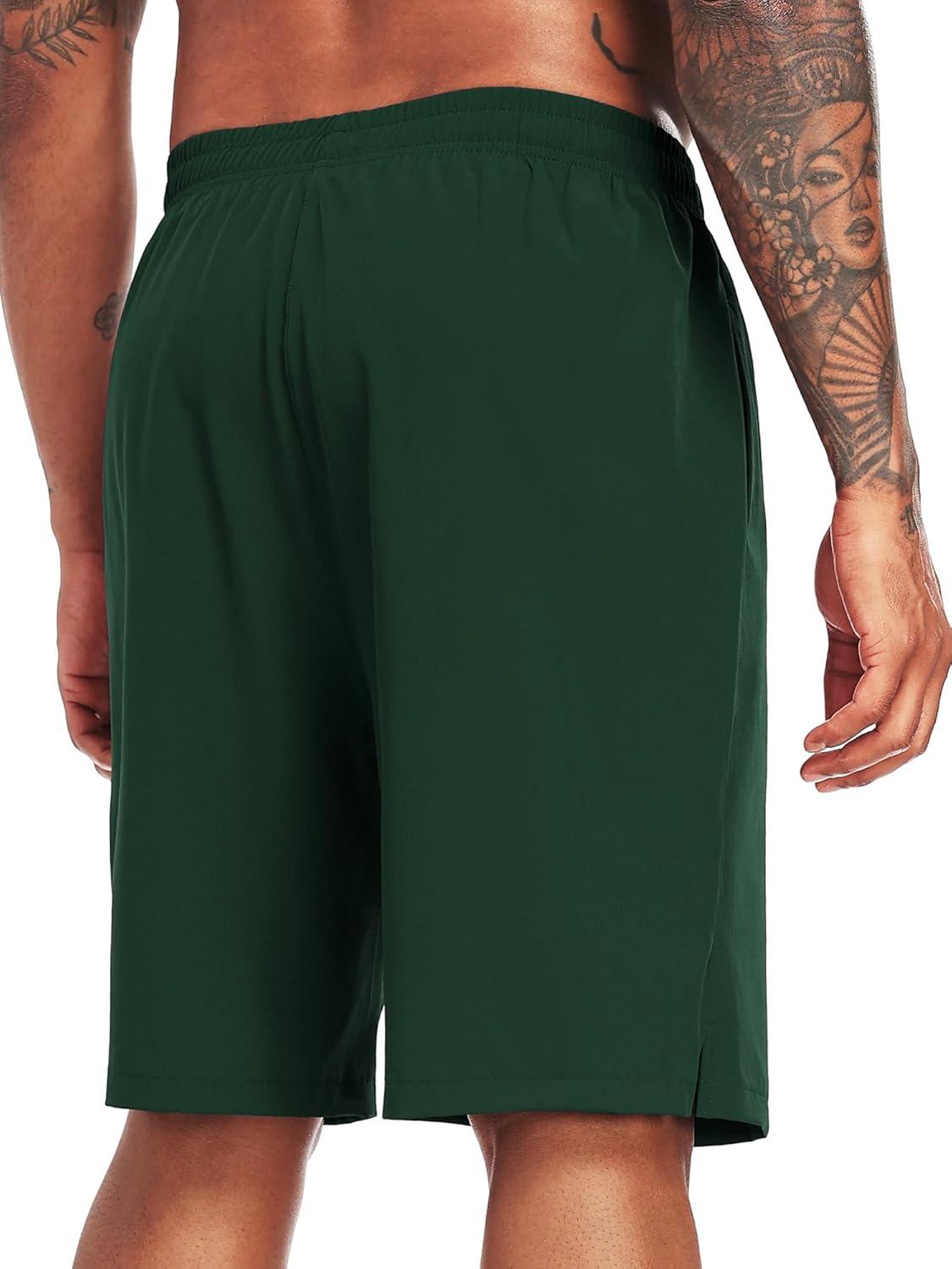 imageNELEUS 9quot Mens Dry Fit Athletic Workout Shorts for Running Basketball Beach Casual6009 Black grey navy Blue green 4 Pack