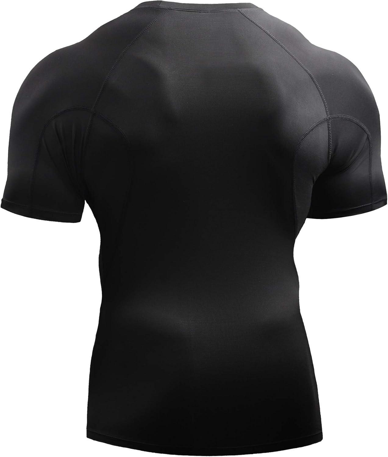 imageNELEUS Mens 3 Pack Athletic Compression Base Layer Workout Shirt5022 BlackBlackBlack