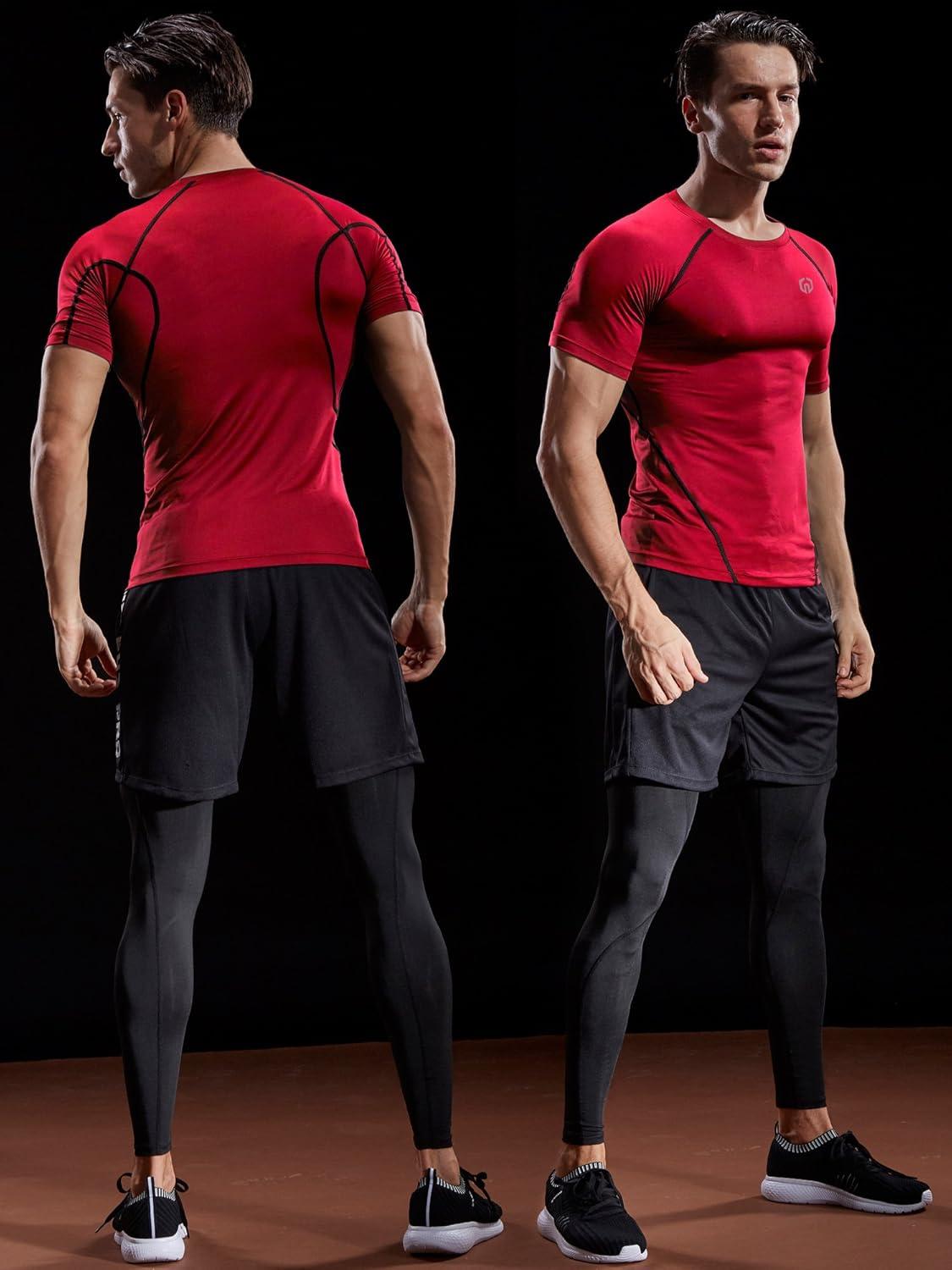 imageNELEUS Mens 3 Pack Athletic Compression Base Layer Workout Shirt5022 BlackGreyBlue