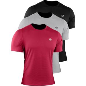 imageNELEUS Mens 3 Pack Athletic Compression Base Layer Workout Shirt508 BlackGreyRed 3 Pack