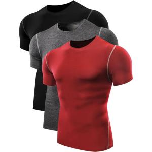 imageNELEUS Mens Dry Fit Athletic Running Shirt5003 Black grey red 3 Pack