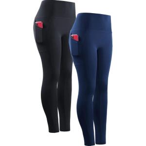 imageNELEUS High Waist Running Workout Leggings for Yoga with Pockets9048 2 Pack blackNavy