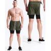imageNELEUS Mens 2 in 1 Running Shorts with LinerDry Fit Workout Shorts with Pockets6071 Olive Green dark Blue 2 Pack