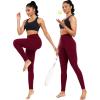 imageNELEUS Womens High Waist Running Workout Leggings for Yoga with Pockets9017 Yoga Pant 2 Packred rose Red