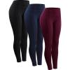 imageNELEUS Womens High Waist Running Workout Leggings for Yoga with Pockets9152 Black navy Blue red  Pack of 3